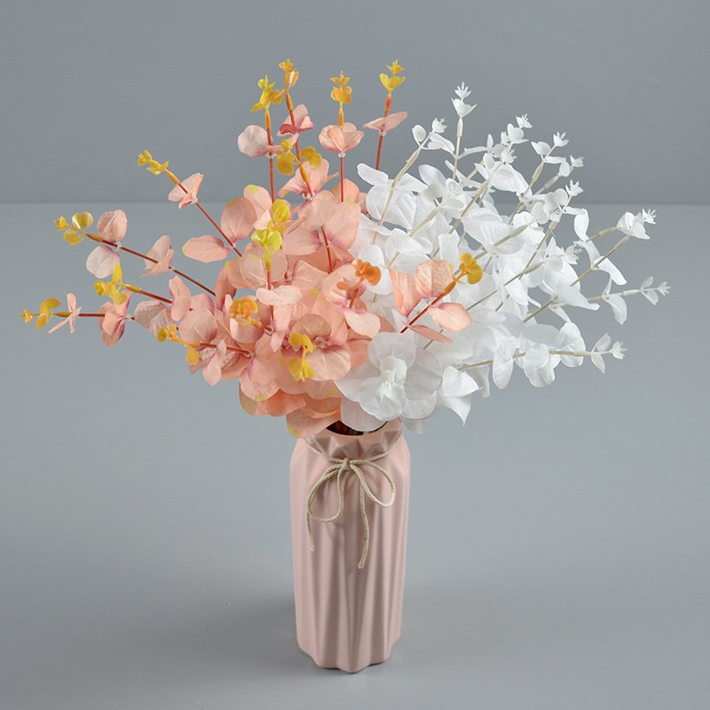 New Arrival Artificial 16 Branches Nonwoven Eucalyptus Deep Yellow Artificial Plants Money Leaf Stems Home Christmas Decoration