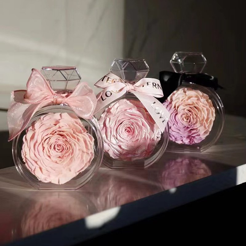 flower in perfume bottle box natural infinity real preserved roses box with fragrance for 2024 Mother's day