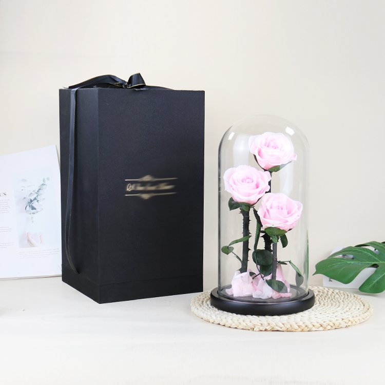 YS-018 Wholesale valentines day gift Real in Glass Dome Roses Never Withered Flower Preserved Flowers Preserved Rose