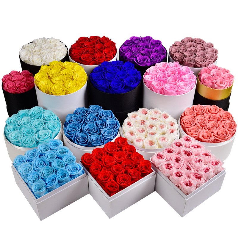 China Wholesale Real Preserved Eternal Flowers Artificial Eternal Rose Preserved Flower Box For Mother Valentine's Day Gift