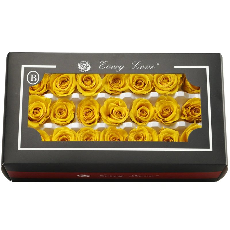 Factory Wholesale Real Red Romantic Valentine's Day Rose Head with Logo Gift Box Packaging 2-3 CM Preserved Rose