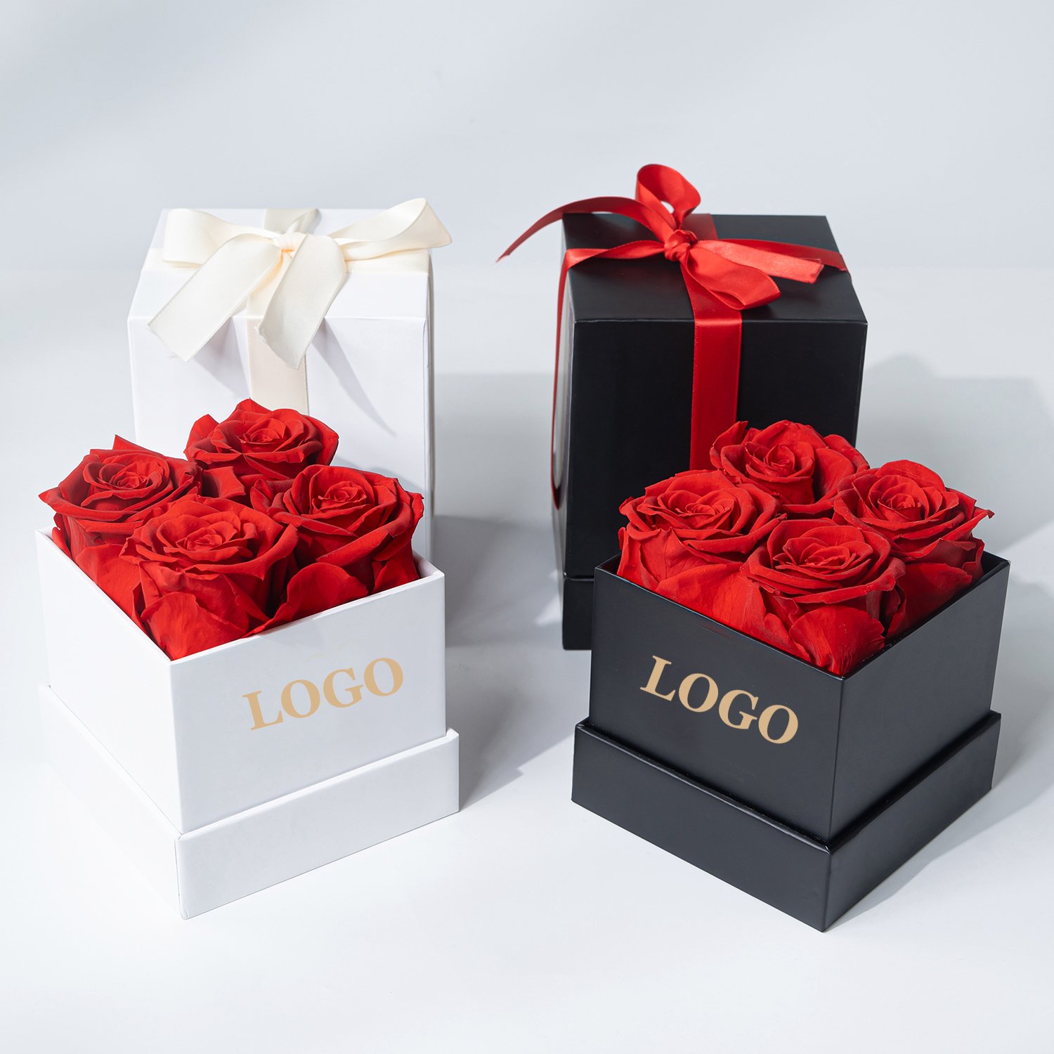 Valentines Day Gift 2025 Luxury 4 Roses Immortal New Product Ideas 2024 Trend Forever Eternal Preserved Flower in Ribbon Box
