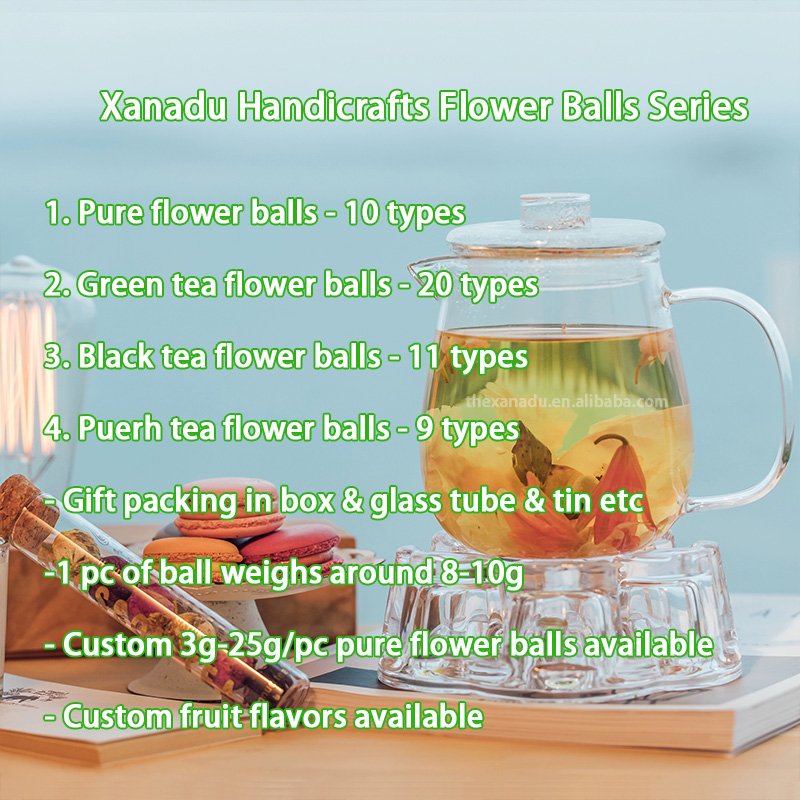 56 Types Flower Balls Collection | Individual Wrap | Xanadu Natural Handmade Jasmine Goji Lily Rose Chrysanth + Different Tea