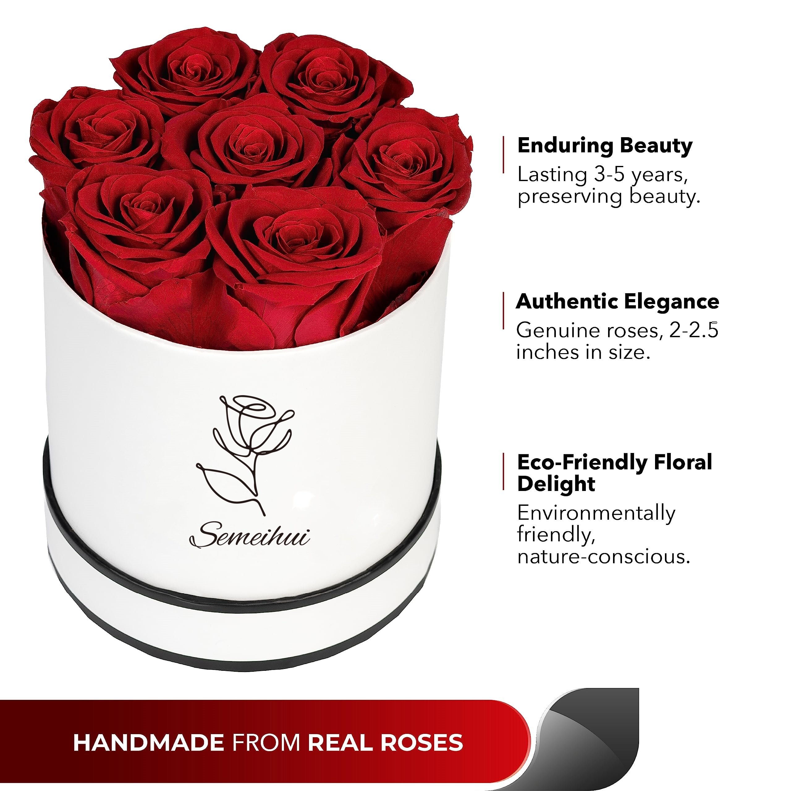 Red Preserved Roses Hexagon Gift Box 9pcs Eternal Acrylic Flowers for Valentine's Day Graduation New Year Mother's Day Christmas