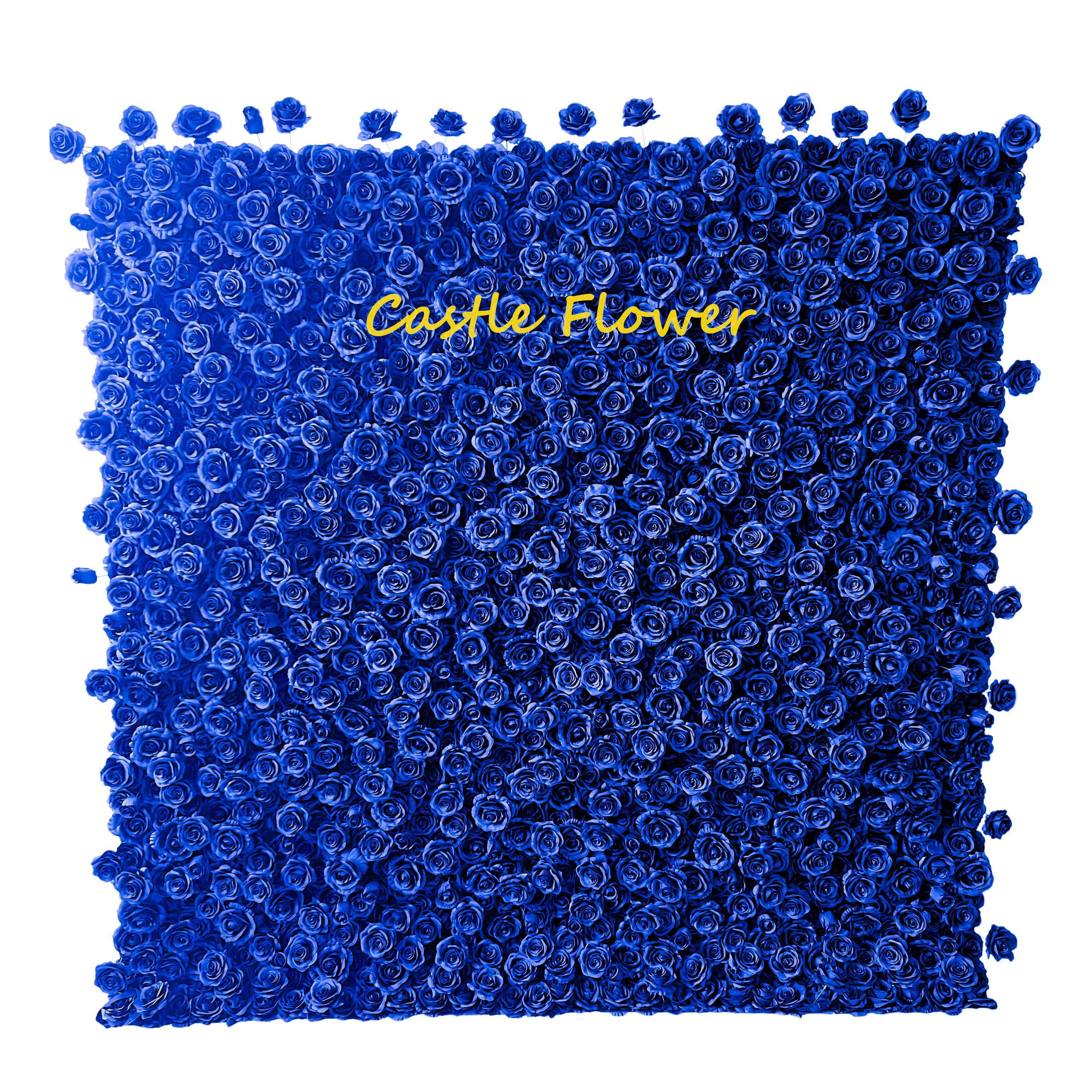 O-W045 Customs 3D 5D Roll Up Slik Rose Backdrop Hanging Curtain Flower Wall Fabric Wedding Stage background decoration