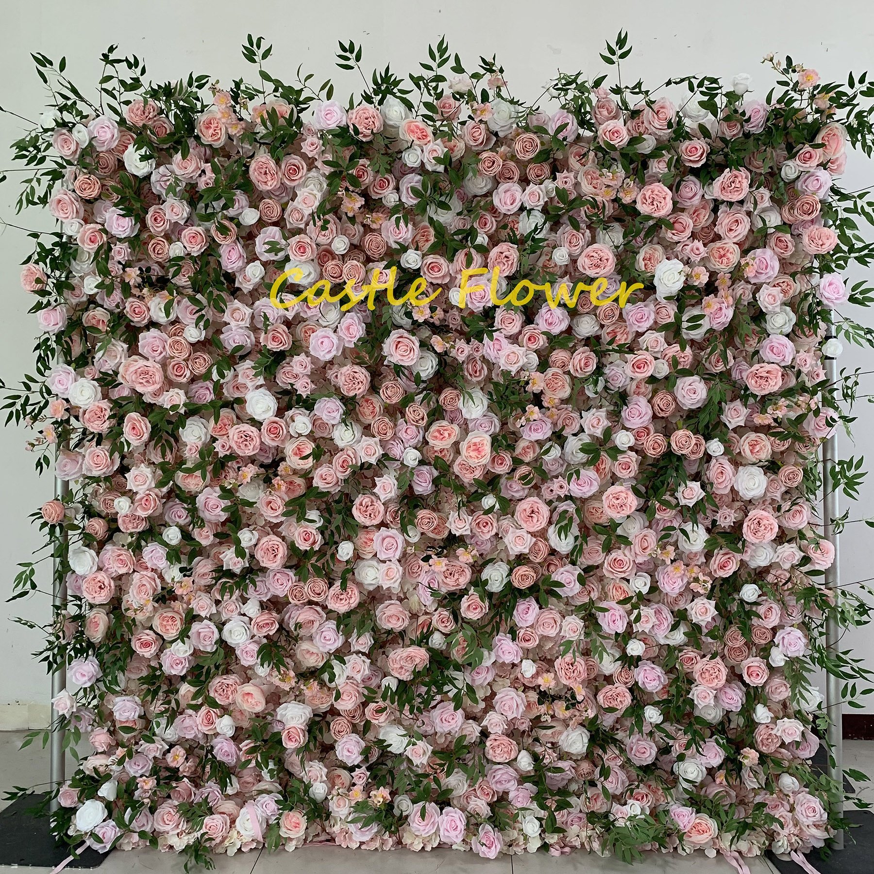 O-W045 Customs 3D 5D Roll Up Slik Rose Backdrop Hanging Curtain Flower Wall Fabric Wedding Stage background decoration