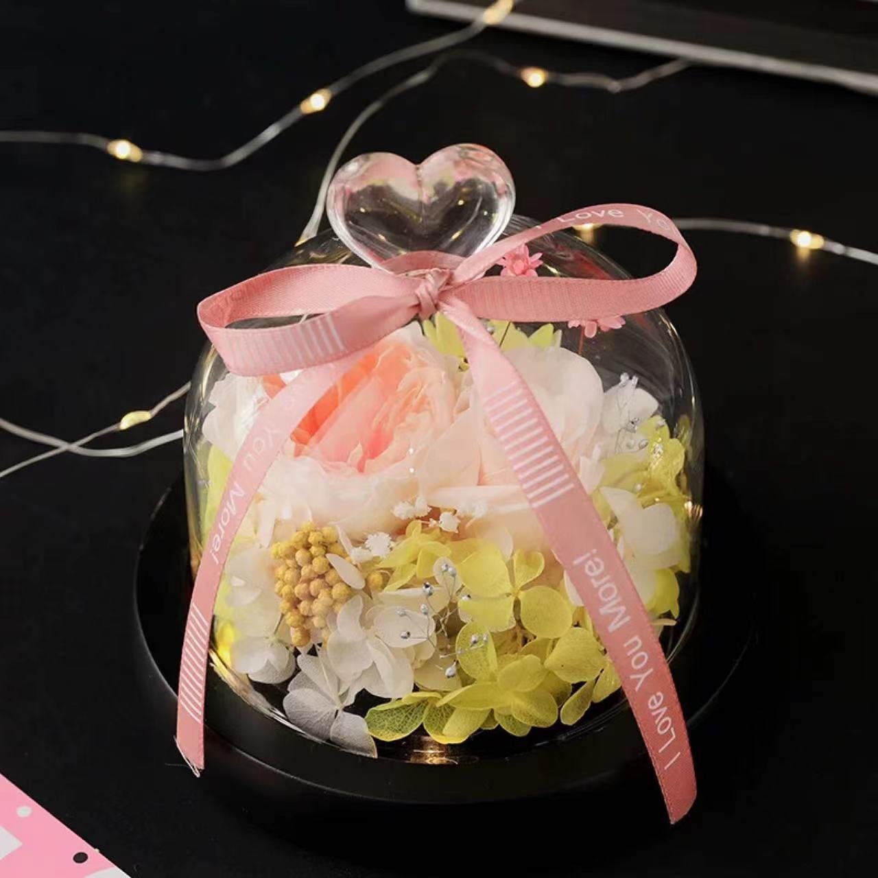 Preserved Fresh Flower Glass Cover Rose Gift Box Christmas Gift for Girlfriend and Friend Birthday Gift