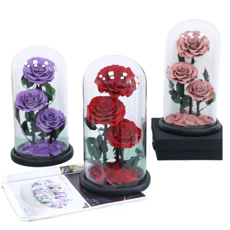 forever rose flower preserved rose in glass dome for decoration large prince everlasting eternity eternal rose wholesale gift