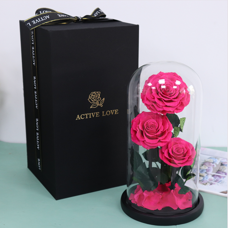forever rose flower preserved rose in glass dome for decoration large prince everlasting eternity eternal rose wholesale gift