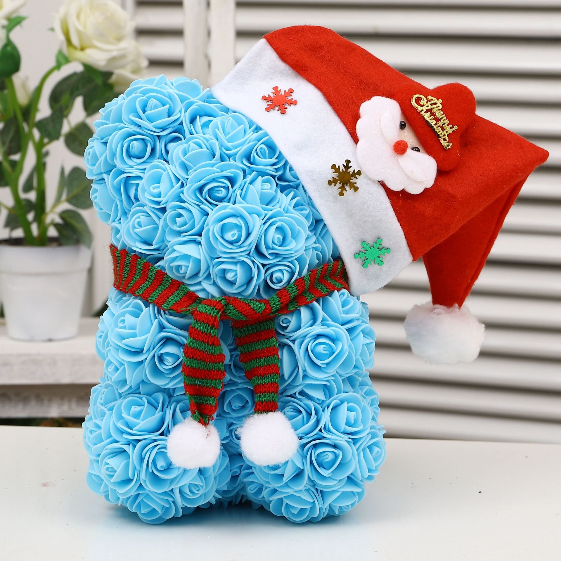 BLH Warm Customize Valentines Day Gifts Artificial PE Foam Rose Flowers Teddy Bear With Gift Box hot sale teddy bear rose soap Best gift for Valentine's day