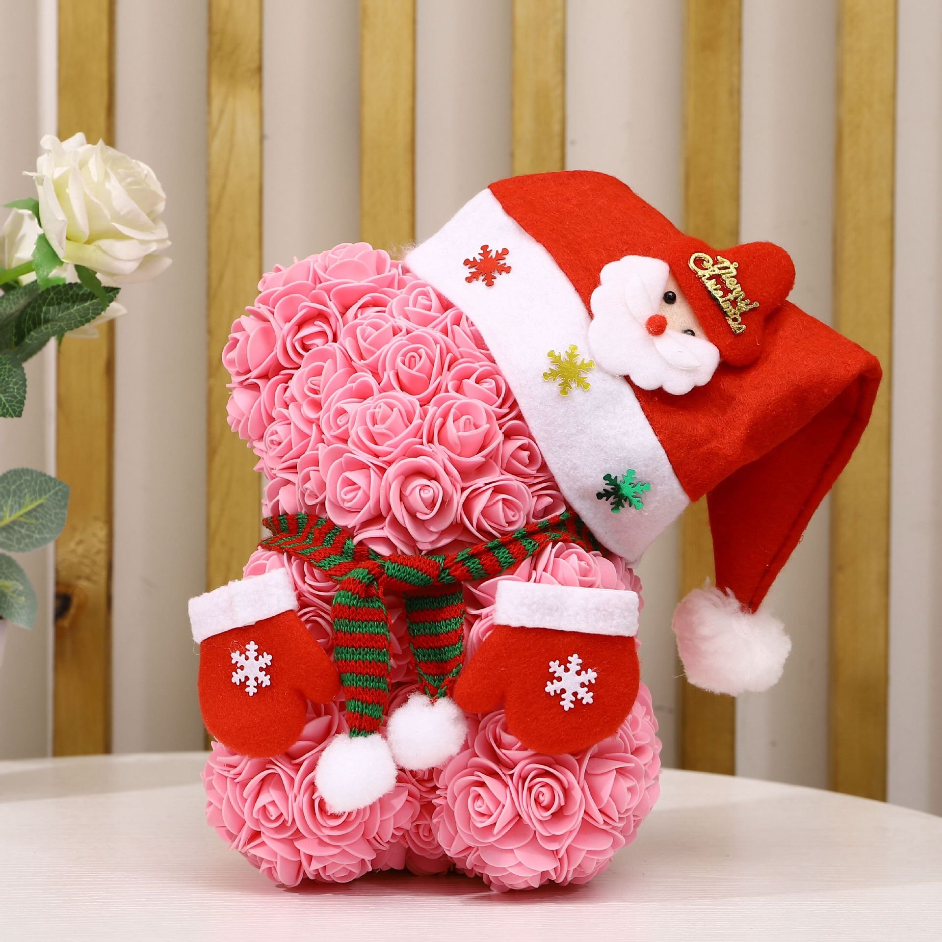 BLH Warm Customize Valentines Day Gifts Artificial PE Foam Rose Flowers Teddy Bear With Gift Box hot sale teddy bear rose soap Best gift for Valentine's day