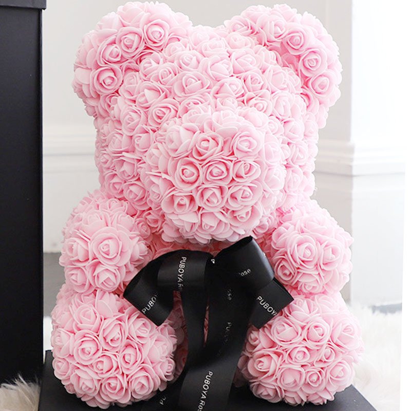 High quality beautiful handmade big rose bear artificial flowers bear for Valentine's Day