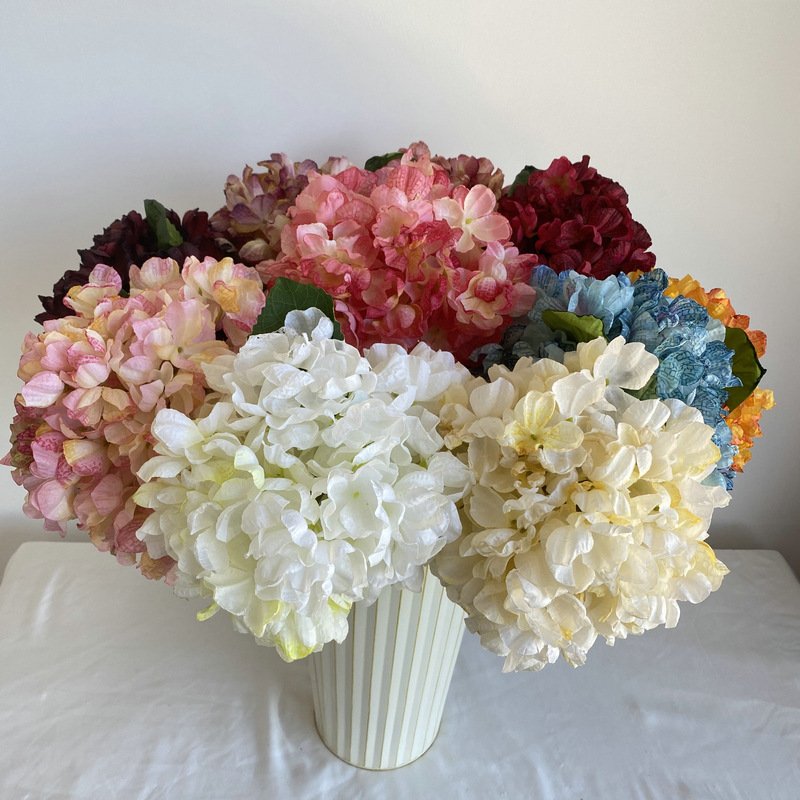Y-H168 Wholesale Hydrangea Artificial Flowers Autumn Flower Silk Hydrangea Flowers Wedding Red Blue White Artificial Hydrangea