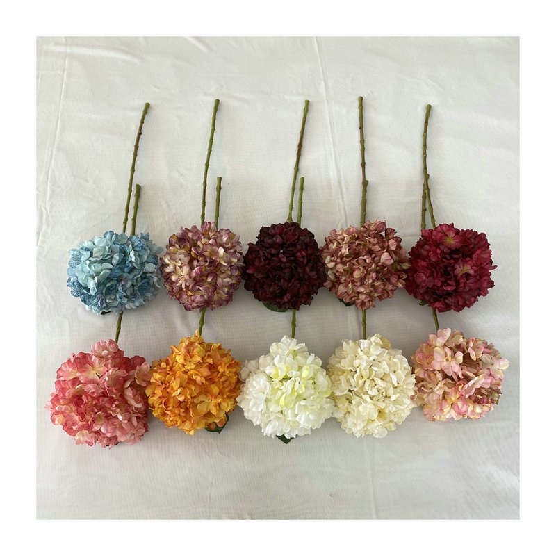 Y-H168 Wholesale Hydrangea Artificial Flowers Autumn Flower Silk Hydrangea Flowers Wedding Red Blue White Artificial Hydrangea