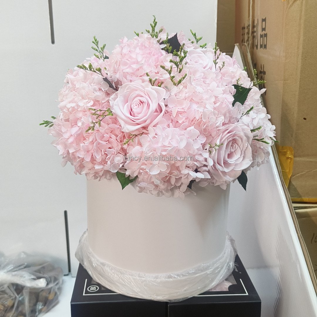 Customized Home Decoration Long Lasting Stabilized Natural Flower Immortal Eternal Forever Hydrangea Flower Preserved Roses