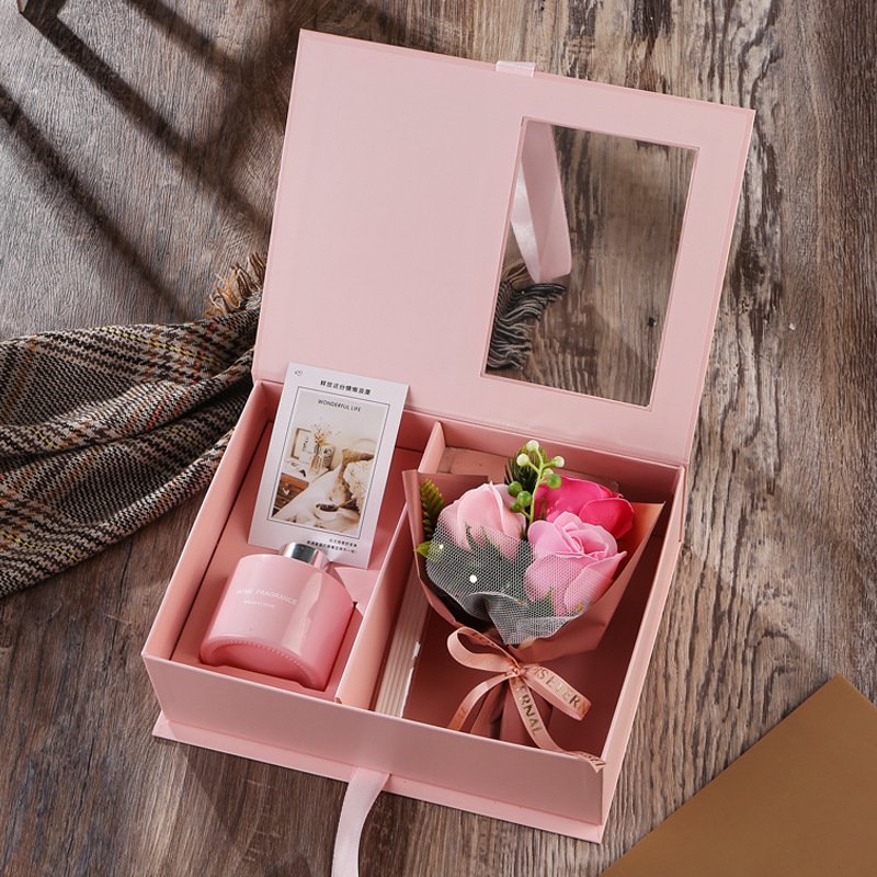 Mother's Day Gift 2024 Artificial Rose Flower Box Red Aroma Rose Jewelry Box San Valentin Rose Gift
