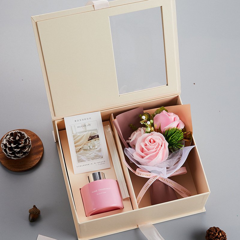 Mother's Day Gift 2024 Artificial Rose Flower Box Red Aroma Rose Jewelry Box San Valentin Rose Gift