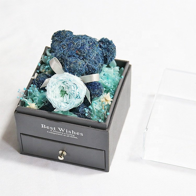 Valentine's Day Gifts Rose Bear Jewelry Box Eternal Rose Box Luxury Rose Bear Jewelry Box