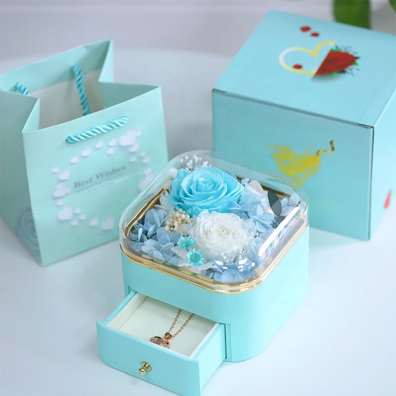 Wholesale Preserved Rose Innovative Drawer Jewelry Box Valentine's Day Mother's Day Christmas Gift Wedding Decoration Flowers