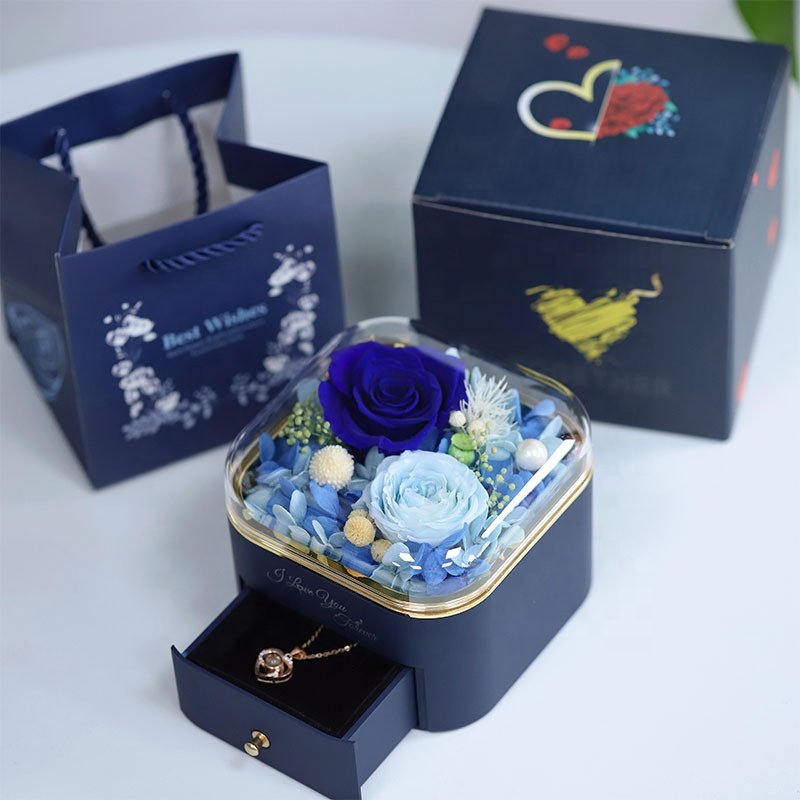 Wholesale Preserved Rose Innovative Drawer Jewelry Box Valentine's Day Mother's Day Christmas Gift Wedding Decoration Flowers