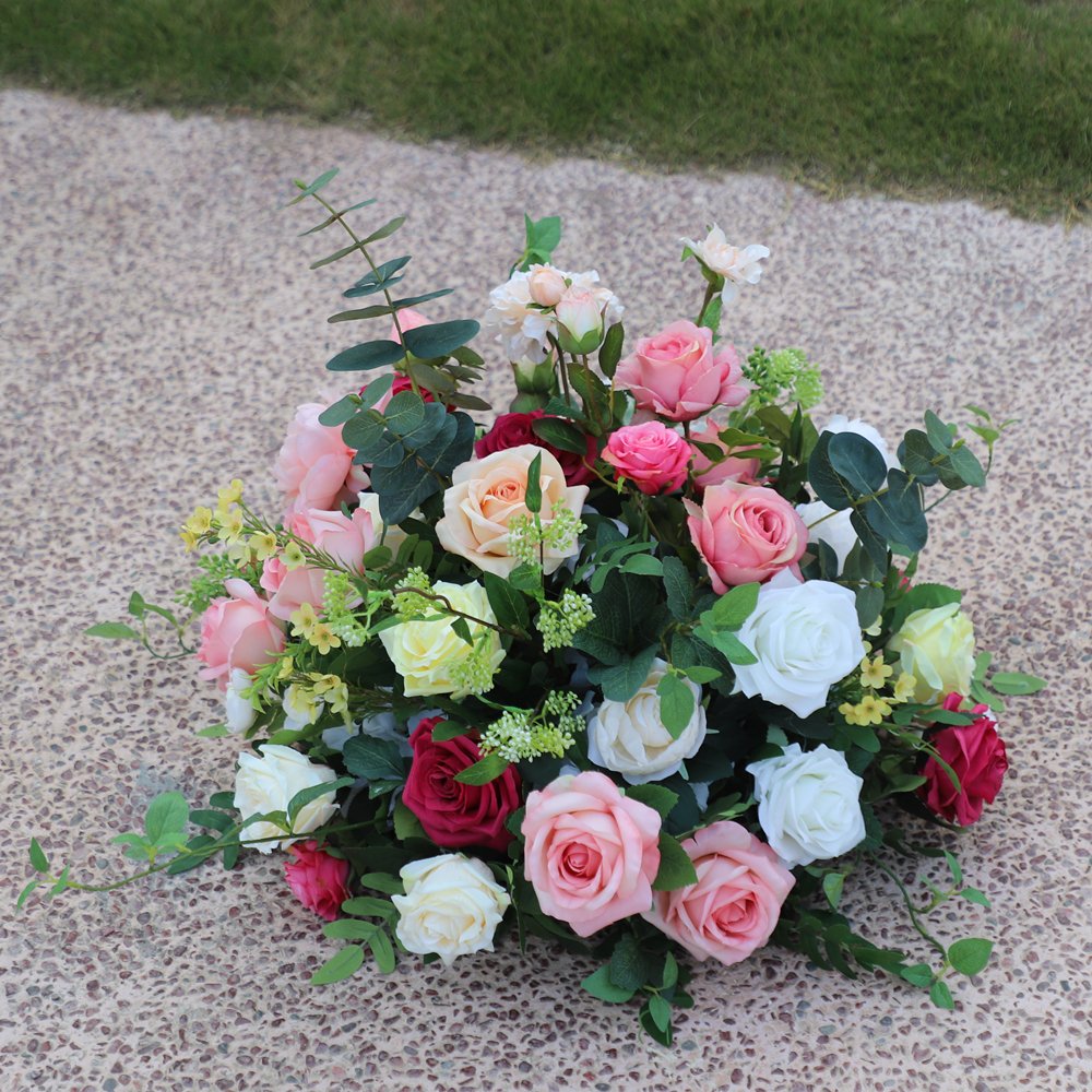 Wholesale Silk Pink And Yellow Flower Ball Arrangements Artificial Flower Balls For Wedding Decor