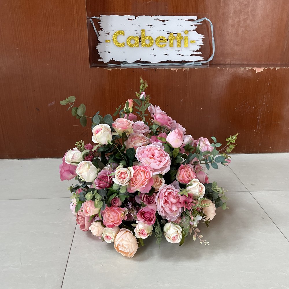 Wholesale Silk Pink And Yellow Flower Ball Arrangements Artificial Flower Balls For Wedding Decor