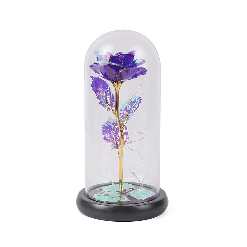 Forever Roses Preserved Roses In Glass Dome Flower with String Lights Artificial Flower Gift Valentine'S Day Gift for Women Girl