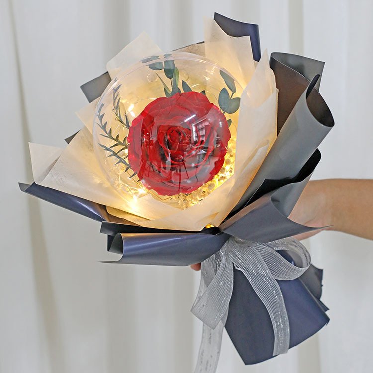 Mothers day gifts Valentine's Day gift eternal roses balloon mini bouquet acrylic big preserved rose bouquet in bobo balloon