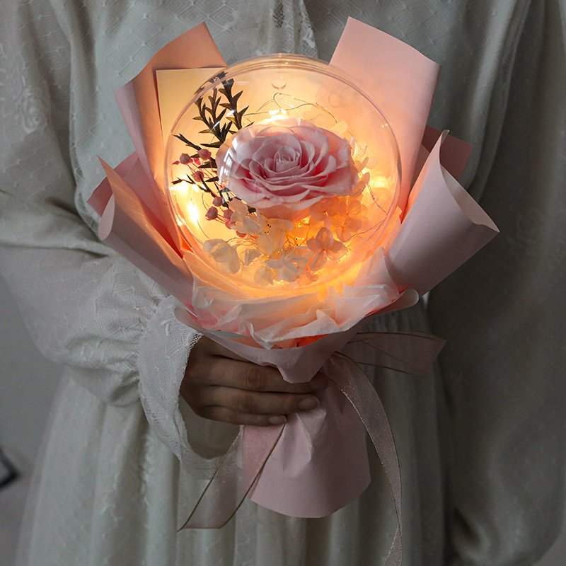 Mothers day gifts Valentine's Day gift eternal roses balloon mini bouquet acrylic big preserved rose bouquet in bobo balloon