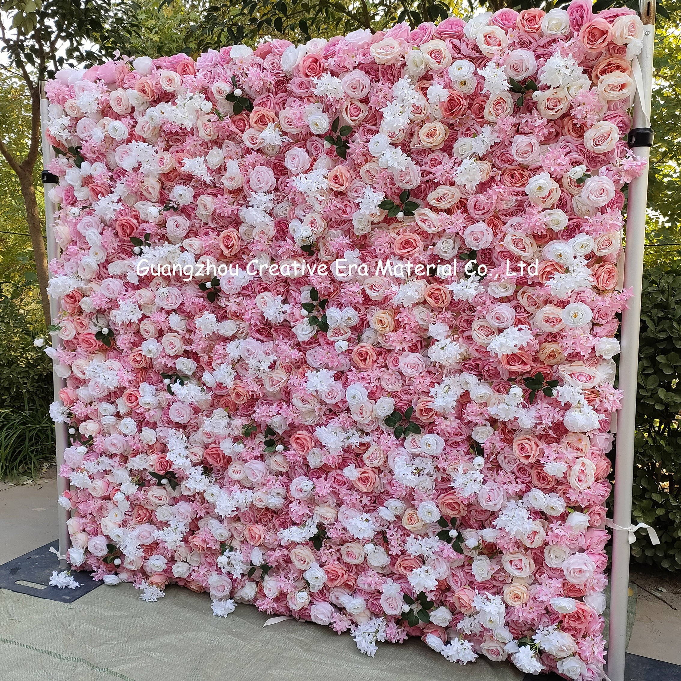 New Customized 3D Party Wedding Stage Decoration Floral Large Roll Up Cloth Flower Wall Backdrop