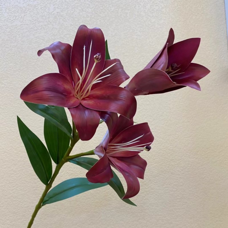 Manufacturer's direct sales of 3-head lily artificial flower for wedding and home decoration