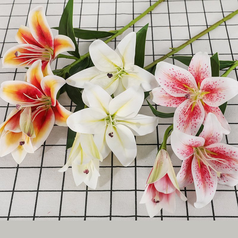 Manufacturer's direct sales of 3-head lily artificial flower for wedding and home decoration