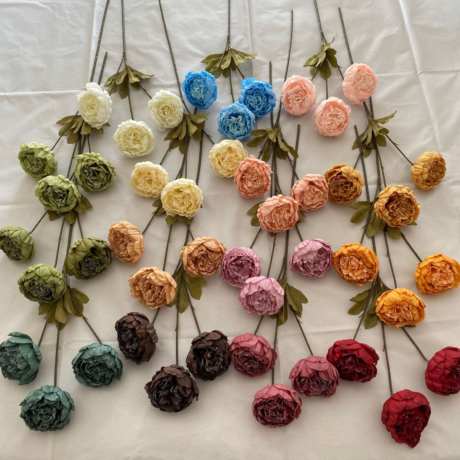 M-P146 Artificial flower bouquet 3 branches peony flowers cheap 3 heads peonies artificial flower bunch