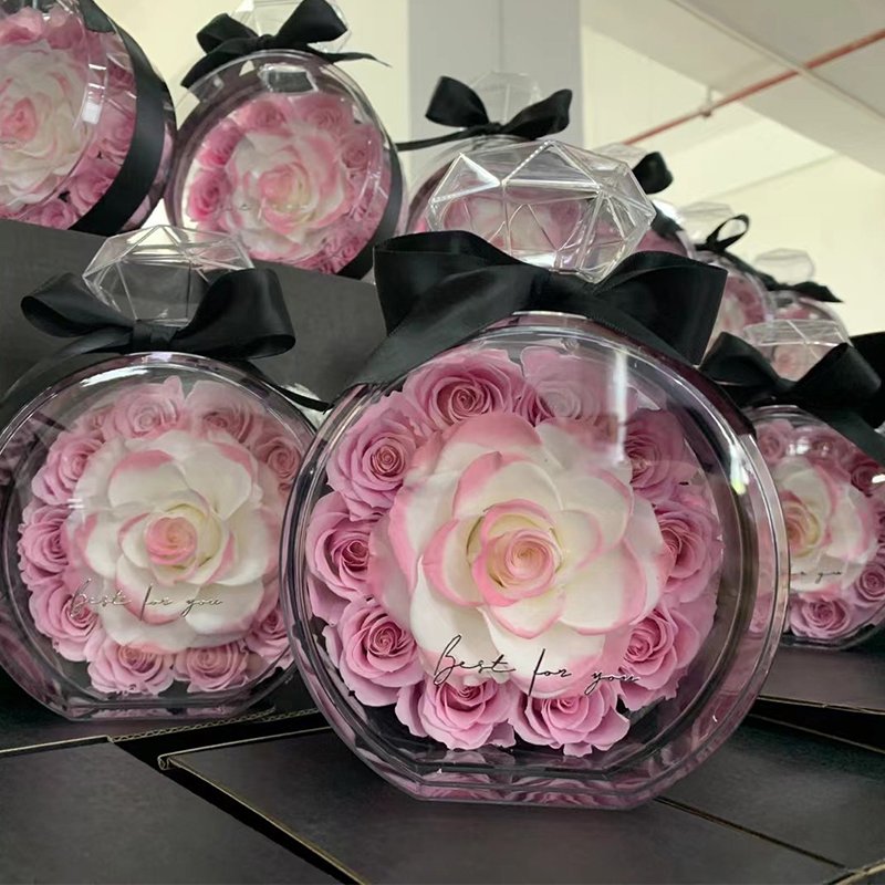wholesale Forever Roses Christmas Gift Real Rose with Long Life Natural Preserved Flowers Eternal Preserved Rosas Perfume Bottle
