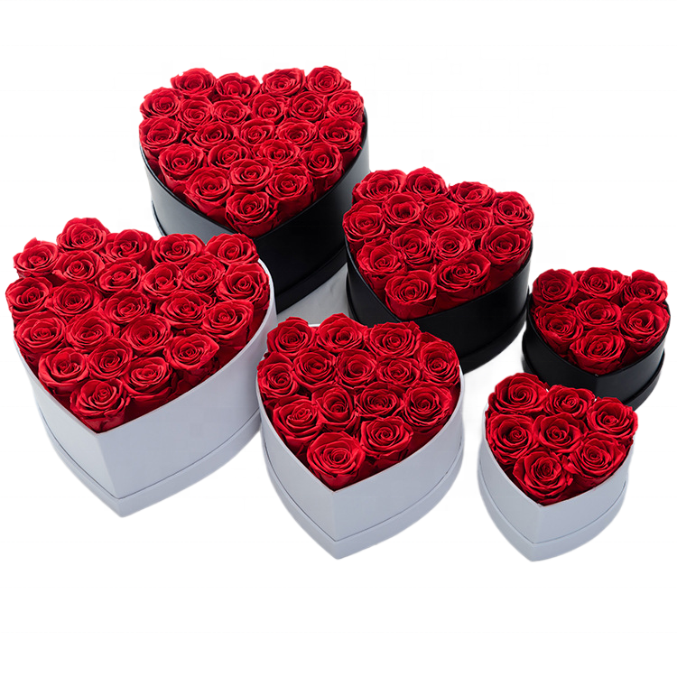 Wholesale Immortal Roses Immortal Flower Natural Handmade Eternal Rose Flower Preserved Rose Heart Shape In Gift Box