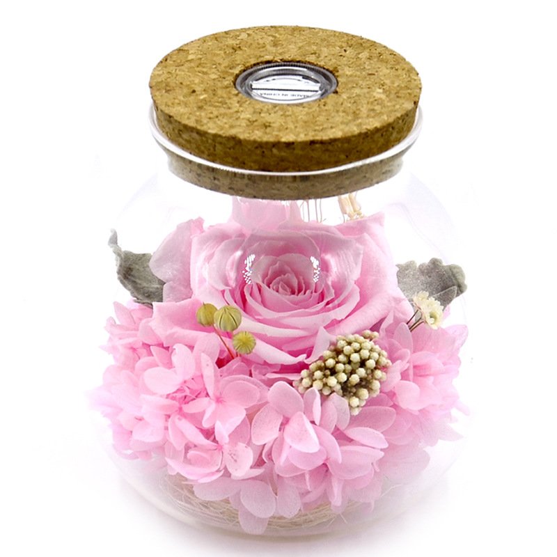 D-YPR007 Preserved Real Roses with Colorful Mood Light Wishing Bottle Eternal Rose Never Withered Flowers for Bedroom Party
