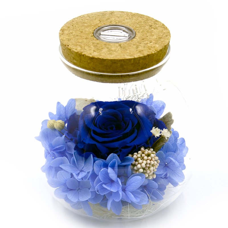 D-YPR007 Preserved Real Roses with Colorful Mood Light Wishing Bottle Eternal Rose Never Withered Flowers for Bedroom Party