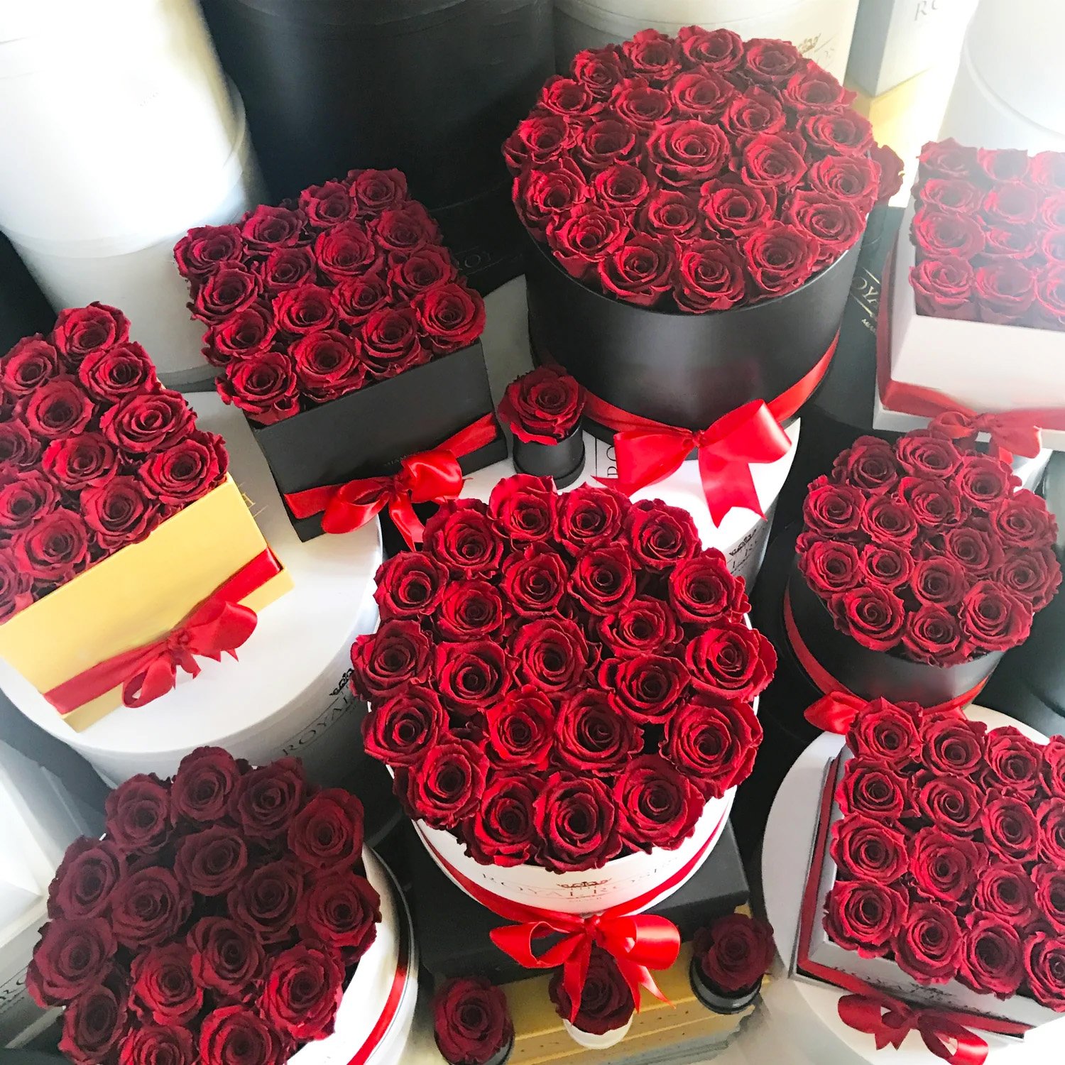 Customized Logo Natural Everlasting Immortal Eternal Forever Infinity Stabilized Preserved Roses In Paper Velvet Creamic Box
