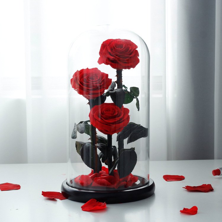 Wholesale 2024 New Year Decorative Preserved Rose Glass Dome Eternal Rose Christmas Valentine's Day & Easter Gift for Women