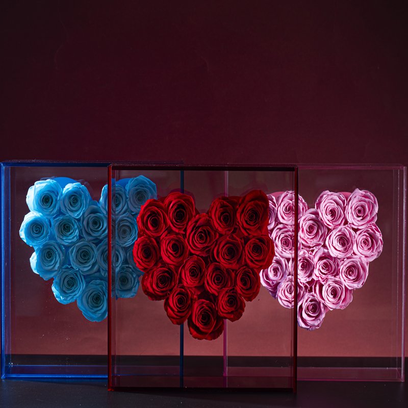 home decorations living room fresh cut flower roses preserved flower gift CD box for preserved flower with ribbon