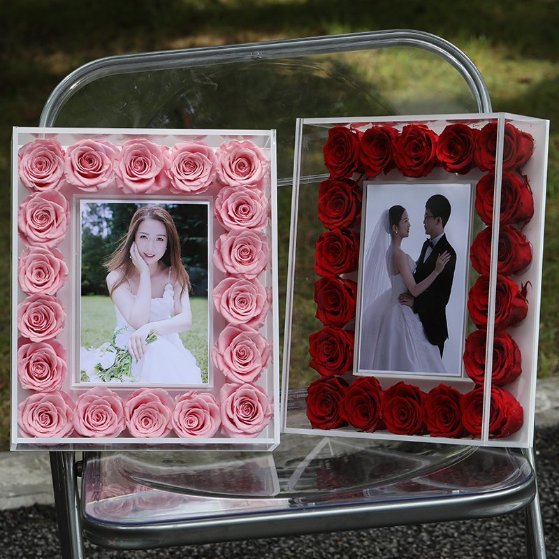 New Product Ideas Eternal Roses Acrylic Frame Flores Preserved Flowers preserved rose flower photo frame in acrylic photo frame