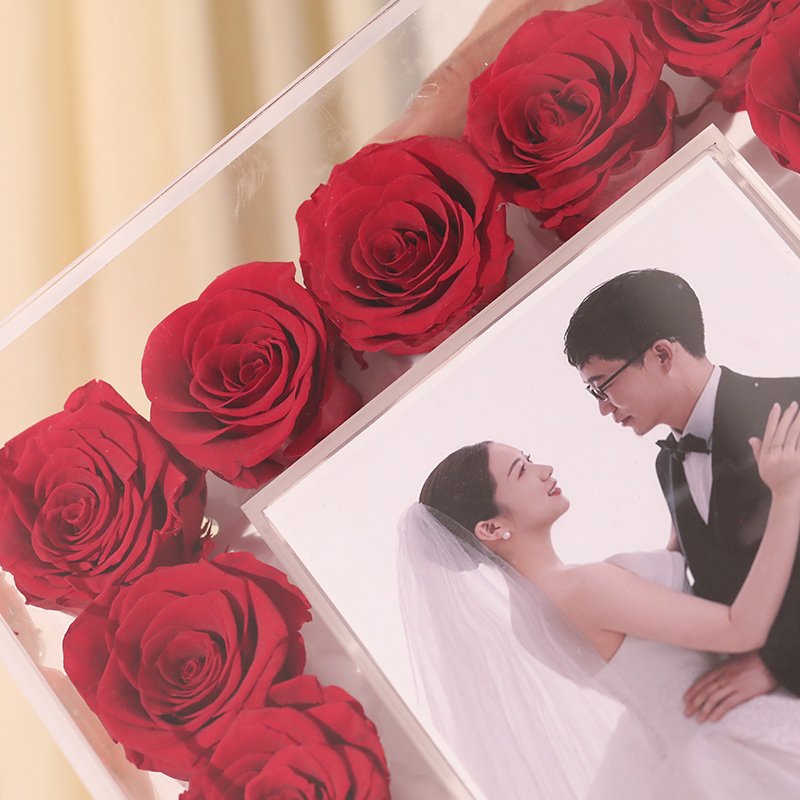 New Product Ideas Eternal Roses Acrylic Frame Flores Preserved Flowers preserved rose flower photo frame in acrylic photo frame