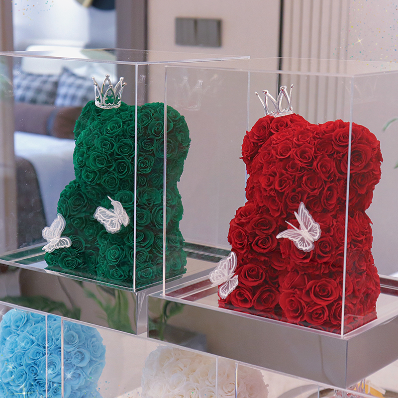Factory Supply 2024 Hot Selling Valentine's Day Gift Preserved Teddy Rose Bear Eternal Flowers Preserved Rose Bear for Decor
