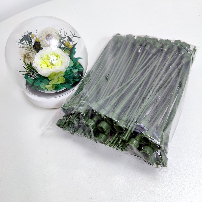 Preserved Rose Flower Stems Plastic DIY Materials Artificial Flowers Green Rose Stem For Preserved Roses