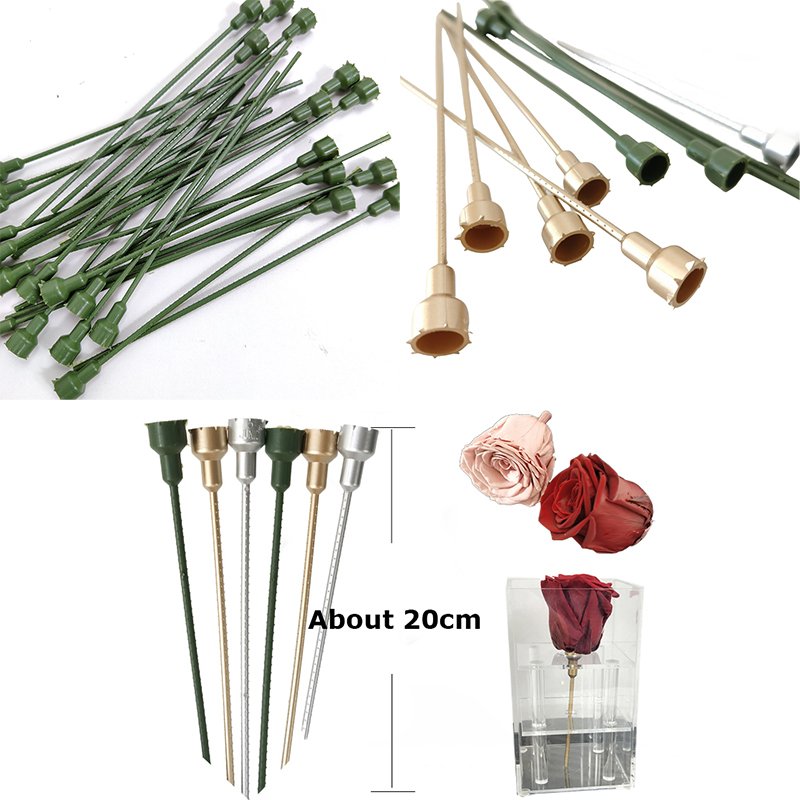 Preserved Rose Flower Stems Plastic DIY Materials Artificial Flowers Green Rose Stem For Preserved Roses
