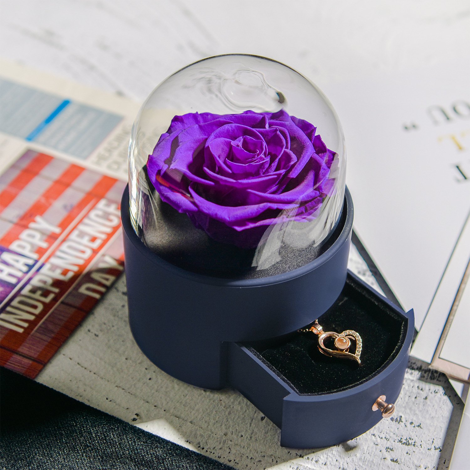 Home Decor Eternal Rose Jewelry Box Preserved Flowers For Women Wedding Party Valentines Day Birthday Christmas Gift