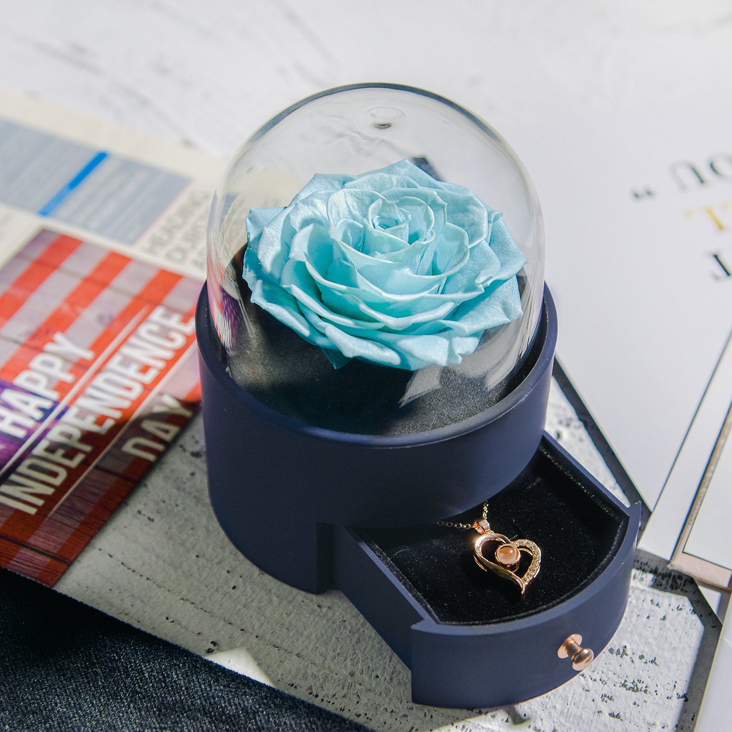 Home Decor Eternal Rose Jewelry Box Preserved Flowers For Women Wedding Party Valentines Day Birthday Christmas Gift
