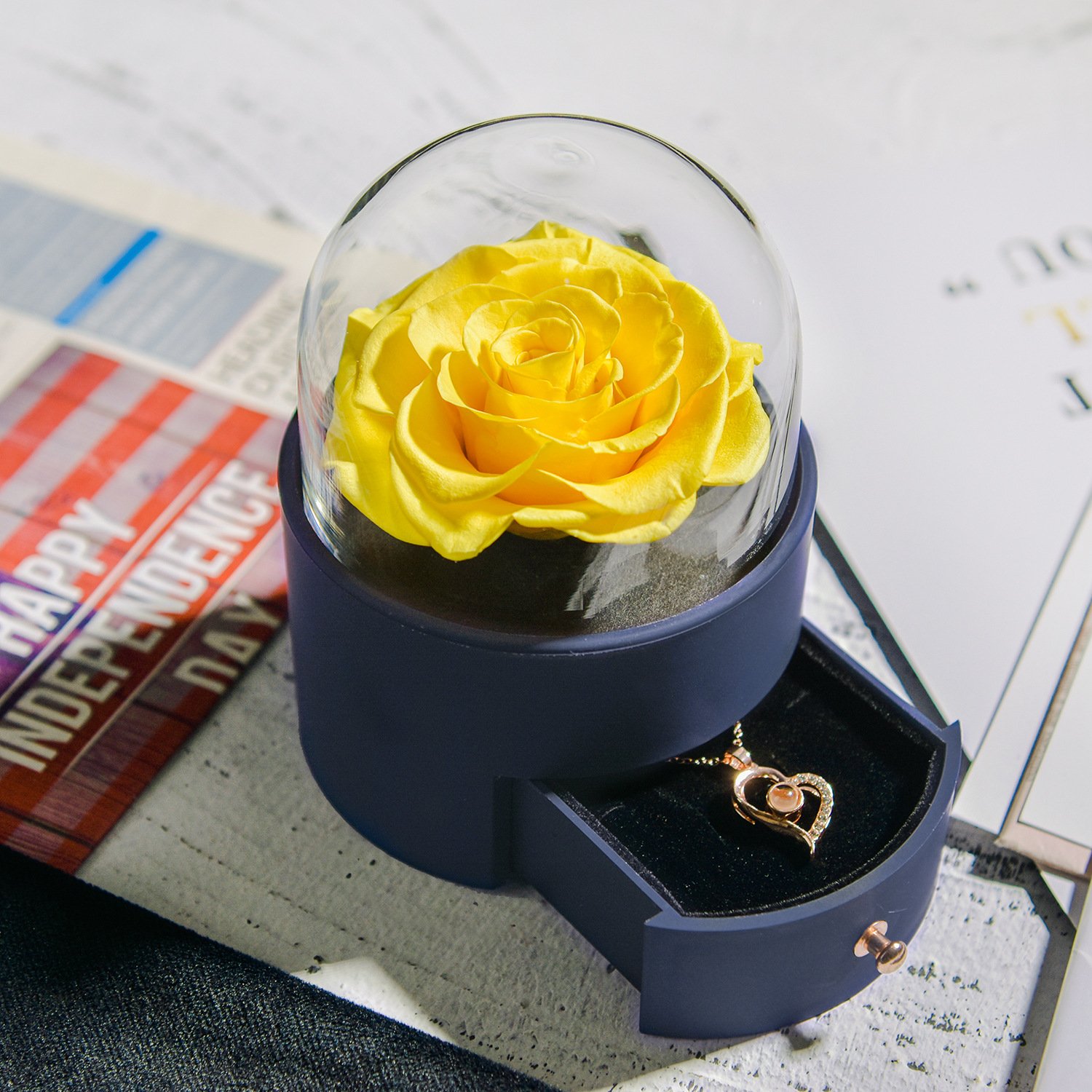 Home Decor Eternal Rose Jewelry Box Preserved Flowers For Women Wedding Party Valentines Day Birthday Christmas Gift