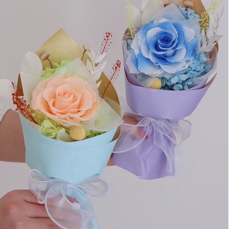 Customized Eternal Dry Flower Bouquet Plants Preserved Flower Rose Dry Flower Gift Box Preserved Roses Cheap for Gifts