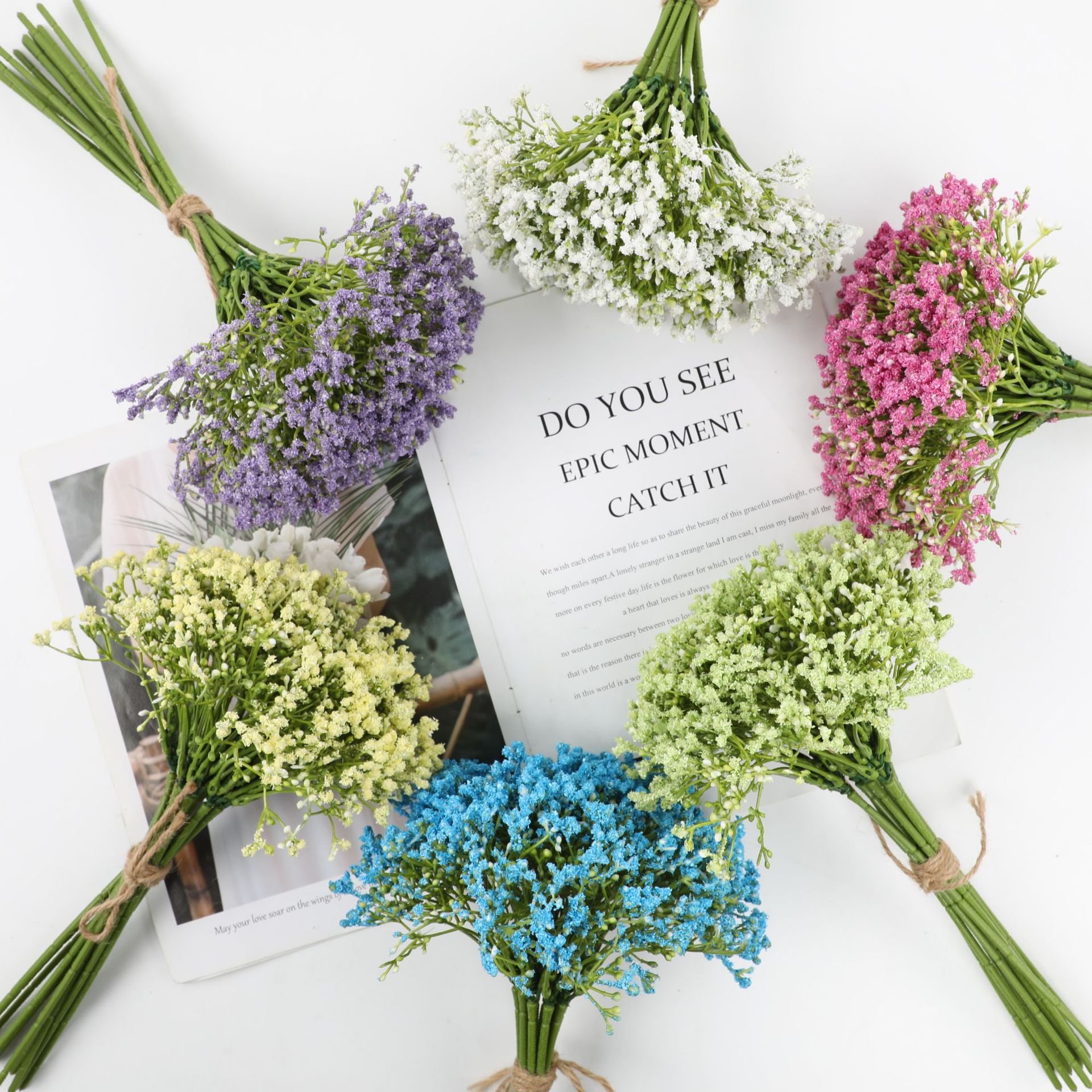 Plastic Babysbreath Artificial Gypsophila Flowers Bouquet Mini Faux Baby Breath For Wedding Table Garland Wall Decor